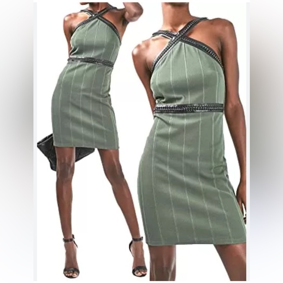 Topshop green leather chain embellished dress - Picture 10 of 12